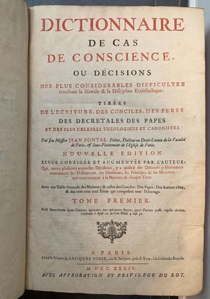 null Jean PONTAS, Dictionnaire des cas de conscience ou décisions,

 Vol. 1, 2 et...