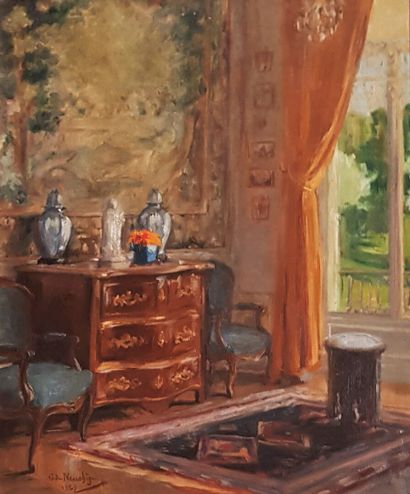 null G. de NEUCHEZE (XIXème - XXème siècles)

Intérieur de salon à la tapisserie

Huile...