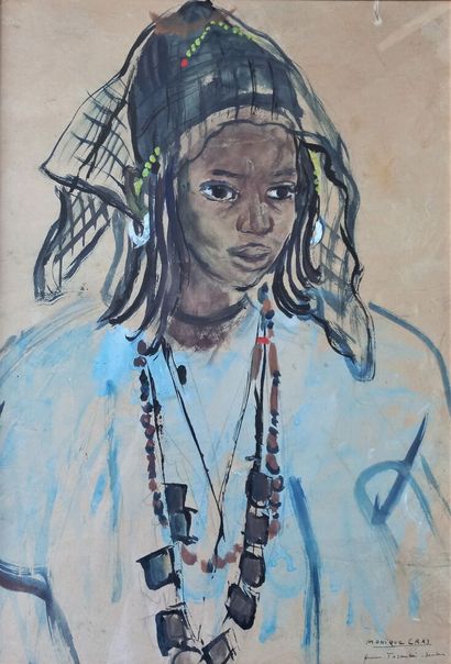 null Monique CRAS (1910-2007)

Femme Tazonké, Soudan

Aquarelle et gouache sur papier

Datée,...