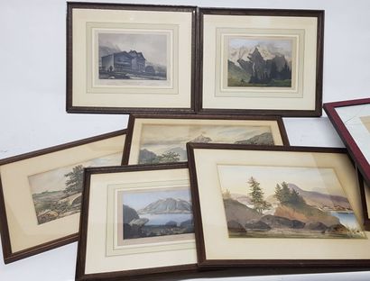 null Important lot of frames including military scenes, Swiss landscapes, city views,...