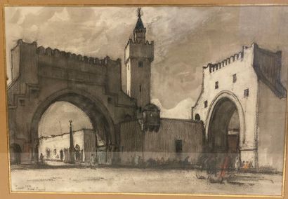 null René PINARD (1883-1938)

Porte entrée de Tunis

Fusain, lavis et crayons gras...