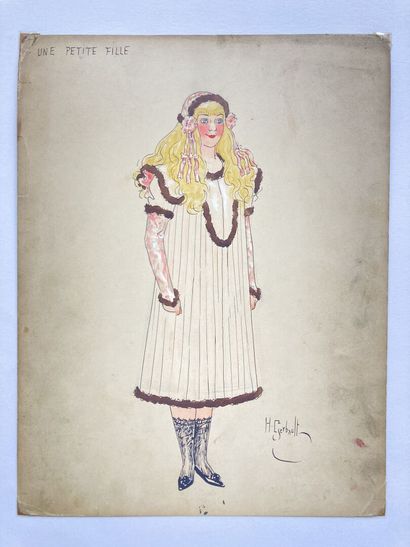 null Henry GERBAULT (1863-1930)
"Une petite fille" projet de costume
Encre, aquarelle...