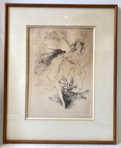 null Amandine DORE (1912-2011)
Couple with flowers
Print signed lower right
30.5...