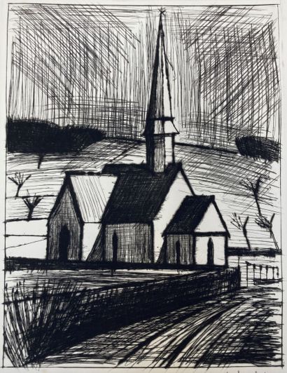 null Bernard BUFFET, d'après
Eglise de l'Orleau
Estampe signée en bas à droite et...