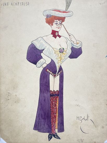 null Henry GERBAULT (1863-1930)
"Une acheteuse", projet de costume
Encre, aquarelle...