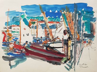 null Pierre PRUVOST (1921-2008)
Le port d'Antibes
Deux dessins encre et aquarelles...