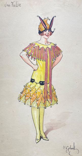 null Henry GERBAULT (1863-1930)
"Une Folie", projet de costume
Encre, aquarelle et...