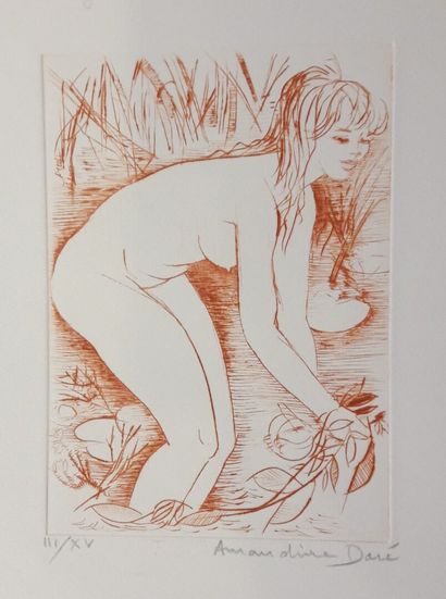 null Amandine DORE (1912-2011)
Suite of twelve sanguine prints
Two exhibition posters...