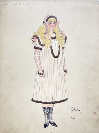 null Henry GERBAULT (1863-1930)
"Une petite fille" projet de costume
Encre, aquarelle...