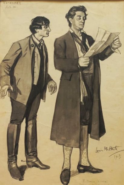 null Louis MALTESTE (1862-1928)
Deux comédiens dans la pièce Varennes (acte III)...