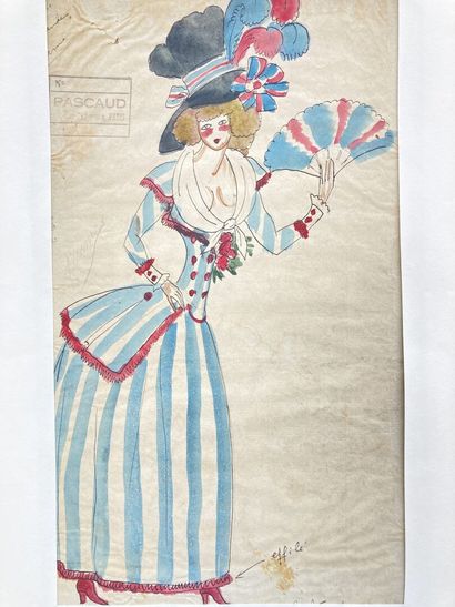 null Guy ARNOUX (1886-1951) 
"Cavalier" et "Une grande dame", deux projets de costumes
Encre...