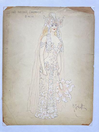 null Henry GERBAULT (1863-1930)
"Une sultane (choriste deuxième acte)" projet de...