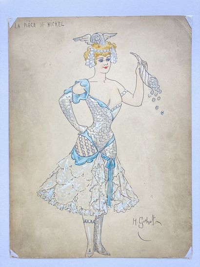 null Henry GERBAULT (1863-1930)
"La pièce de Nickel", projet de costume
Encre, aquarelle...