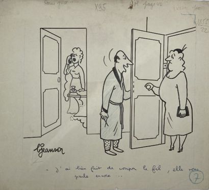 null B. JEANSON (1934-1968)
LA BAVARDE
Encre et crayon bleu portant le cachet "Marius"...
