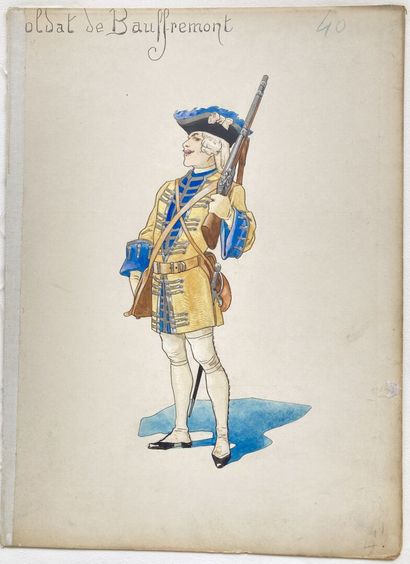 null ANONYME
"Officier"
"Soldat de Beauffremont"
Encre, aquarelle et rehauts blancs...
