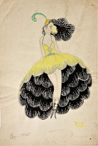 null Louis GUDIN dit ZIG (1882-1936)
Femme à la robe jaune et noire
Dessin au crayon,...