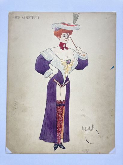 null Henry GERBAULT (1863-1930)
"Une acheteuse", projet de costume
Encre, aquarelle...
