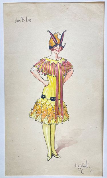 null Henry GERBAULT (1863-1930)
"Une Folie", projet de costume
Encre, aquarelle et...