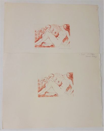 null Amandine DORE (1912-2011)
Suite de douze estampes à la sanguine
On y joint deux...