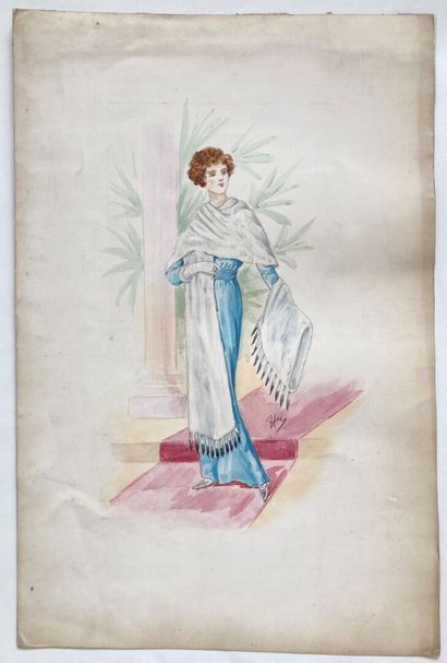 null Henry MARTIN
"Princesse Attia - 2e robe de chambre"
Femme à la robe bleue et...