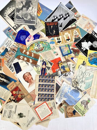 null Fort lot de publicités, timbres et documents anciens 