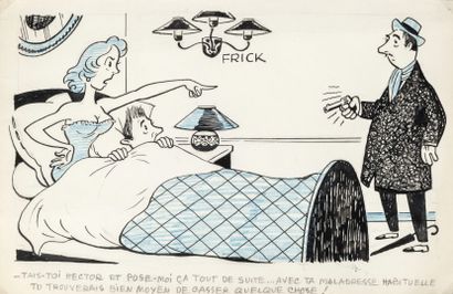 null Louis Auguste FRICK (1898-1984)
LE COCU
Encre de Chine et crayon bleu, signée...