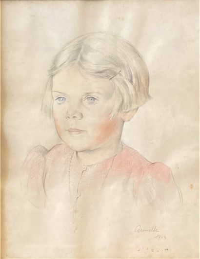 null André WILQUIN (1899-2000)
Portrait d'enfants
Crayon signé, daté 1943 et annoté...