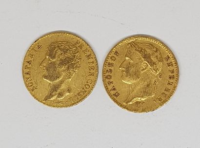 null 2 pièces de 20 francs or Bonaparte 1er consul An onze coq A, Napoléon Empereur...