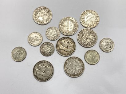 null Strong lot of silver coins including :

39 coins of 10 frs

12 coins of 50 frs

5...