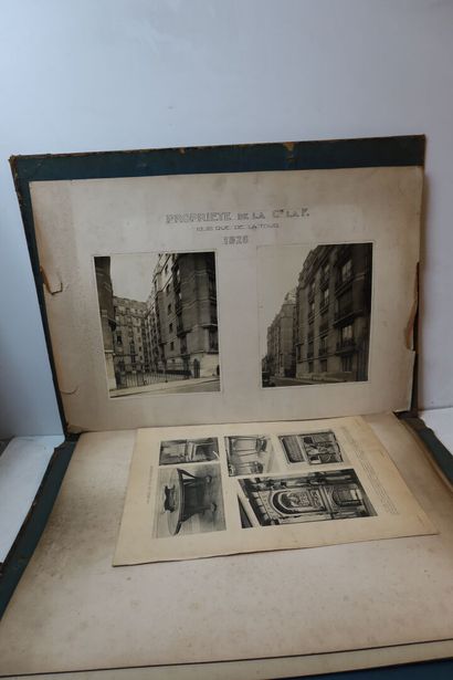 null Three drawing boxes containing various documents, including photographs and...