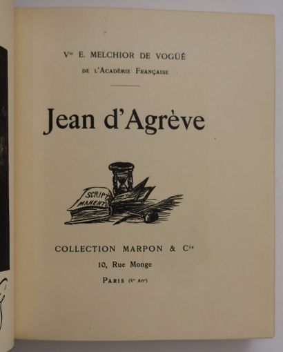 null VOGÜÉ (Eugène-melchior de). Jean d Agrève. Paris : Collection Marpon & Cie,...