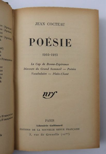 null Lot of three books:

COCTEAU (Jean). Poetry. 1916-1923. The Cape of Good Hope....