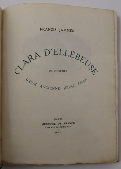 null Lot of two books :

JAMMES (Francis) - BONFILS (Robert). Clara d'Ellébeuse or...