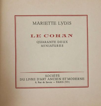 null Lot of books including:

LYDIS (Mariette). Le Coran. Paris : Société du livre...
