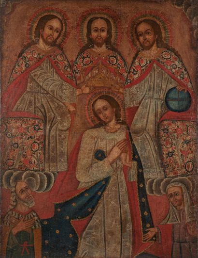 null Ecole de CUZCO 

La trinité couronnant la Vierge Marie 

Huile sur toile

118...