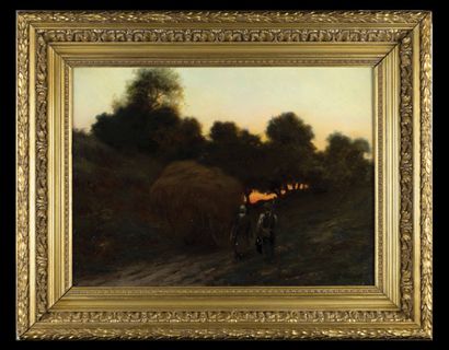 null Ernest CHATEIGNON (1863-c.1910)

Le retour de fenaison

Huile sur toile signée...