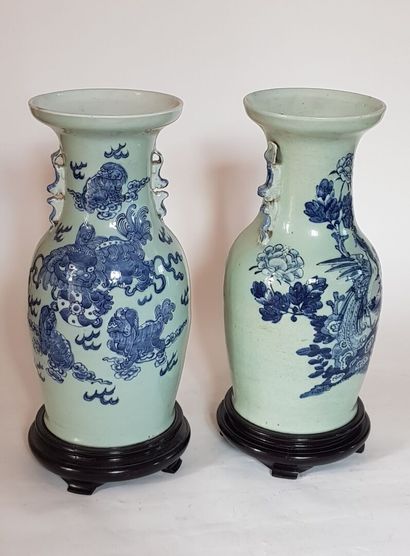 null CHINA Republic
Pair of blue and white porcelain baluster vases decorated with...