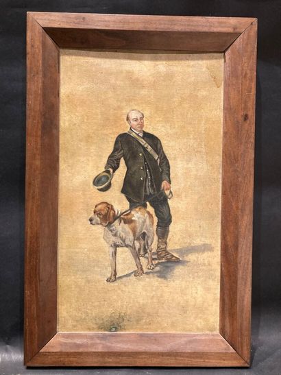 null ECOLE MODERNE
Chasseur et son chien
Huile sur toile
43,5 x 25 cm