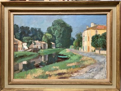 null Georges André KLEIN (1901-1992)

Maisons au bord d un canal verdoyant 

Huile...