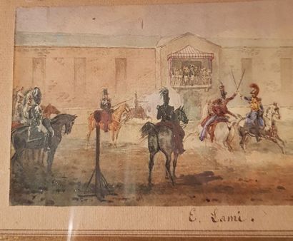 null Eugene Louis LAMI (1800-1890)
Military exercises of cavalry
Watercolor and gouache...