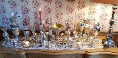 null Collection of eglomerate glasses such as torches, glasses and cups, vases, soliflores...