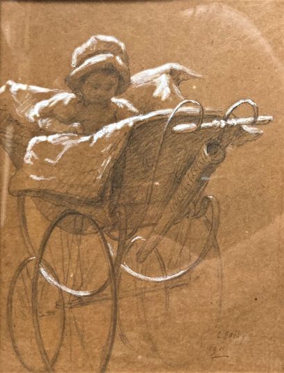 null ÉCOLE du XXème siècle

Enfant dans un landau, 1911
Crayon rehaut de craie, signé...
