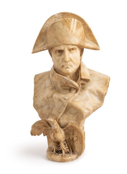 null Adolpho CIPRIANI (1857-1941).
Buste en albâtre de l'Empereur Napoléon Ier.
Attribué...