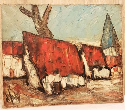 null Léon d'Anty (actative in the XXth century)
View of a hamlet with red roofs
Oil...