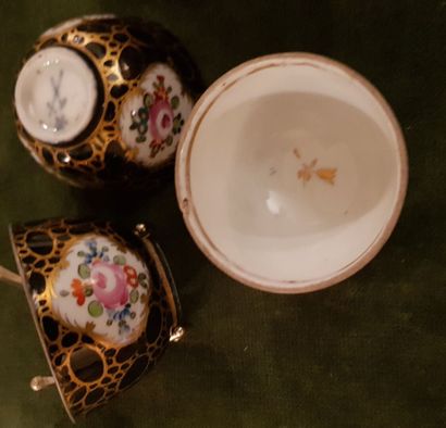 null Porcelain lot including part of white coffee service decorated with roses, six...
