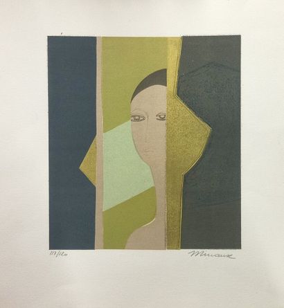 null André MINAUX (1923-1986) d'après
Portrait de femme
Lithographie couleurs sur...