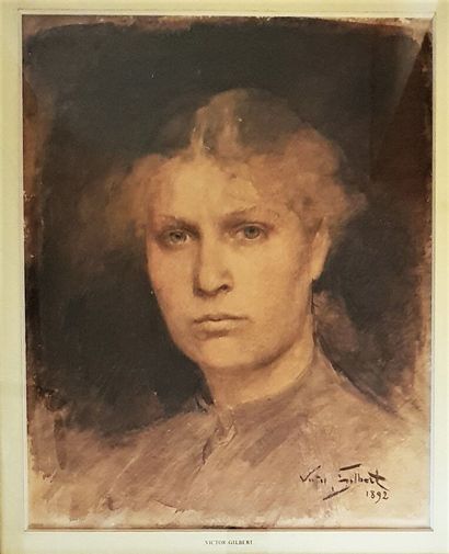 null Victor GILBERT (1847 - 1933)
Portrait de femme
Aquarelle, signée en bas à droite...