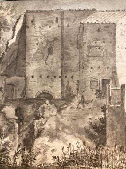 null Attribué à Adriaen Frans BOUDEWYNS (1644 - 1711)
Paysage à la maison fortifiée...