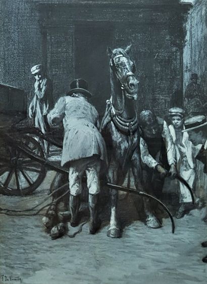 null François de VINCENTINY (fin XIXème siècle)
L'accident d'attelage.
Pastel et...