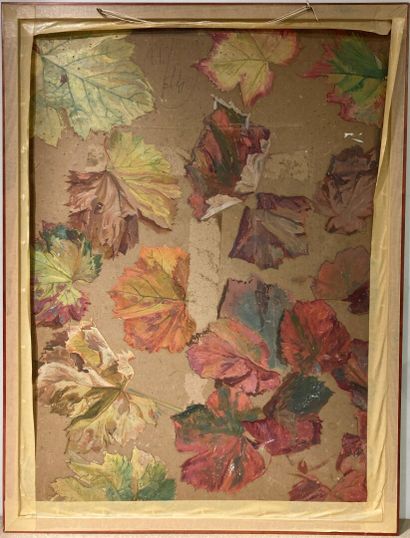 null Ecole vers 1900
Projet de décor de femmes à l'antique
Etude de feuilles d'automne
Huile...
